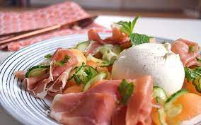 Melon Salad With Parma Ham And Burrata Recipe Summer Salad Recipes Melon Salad Fodmap Lunch