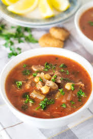 Harira Soup Comes From Morocco And Combines Beef Chickpeas Plenty Of Tomatoes A Few Herbs And Of Course Spices Cookingthegl Soup Recipes Harira Soup Soup