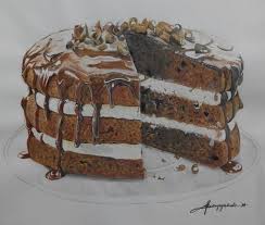 Learn how to draw this super yummy cute cake with an ice cream and cone on top to celebrate draw so cute 300k+ subscribers and the 300th video upload. Chocolate Cake Drawing Cake Drawing Cake Illustration Cake Sketch