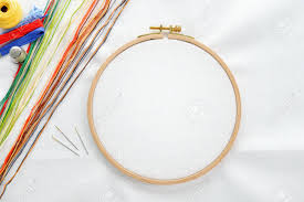 Embroidery scissors have smaller sharper blades to get closer to the fabric and. Embroidery Set White Linen Fabric Embroidery Hoop Colorful Stock Photo Picture And Royalty Free Image Image 25465385