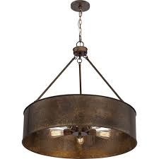 251 First River Station Weathered Brass Five Light Industrial Drum Pendant Bellacor