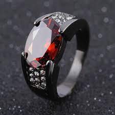 Hip-hop Black Gold Ruby Ring Party Wedding Sapphire Bizuteria Unisex Black Gold Ring Black Gold Ruby Ring Rings For Men