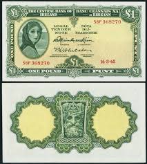Ireland Central Bank Of Ireland 1 16 3 1962 Pick 64a A Well Margined And Boldly Embossed Example Of This Lady Lavery 1 Note Bank Notes Ireland Irish History