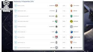 Matchday 1 Results Table Stats Md 2 Fixtures 2016 17 Uefa Champions Dortmund Soccer Scores Football Results