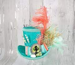 Reserved For Christi Sea Foam Green And Coral Ocean Themed Etsy Mini Top Hat Mad Hatter Tea Party Seafoam Green