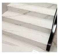 Original Groove White Carrara Marble Ceramic Staircase Step Riser and Stair  Treads Tile