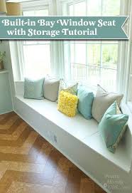 Blue velvet box bay window seat. Building A Window Seat With Storage In A Bay Window Pretty Handy Girl