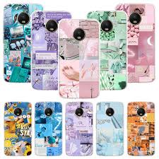 Beach blue aesthetic wall collage kit set of 40 picture | etsy. Aesthetic Collage Cute Abstract Art Phone Case For Motorola Moto G9 G8 G7 G6 G5 E6 E5 Plus Power Play One Action Macro Cover C Phone Case Covers Aliexpress