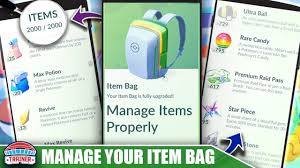 The following is a list of items in pokémon go. How To Manage Your Item Bag Top Tips To Keep Your Items Managed Properly Pokemon Go Youtube