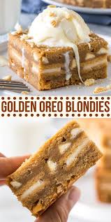Golden Oreo Blondies Recipe Desserts Baking Recipes Blondies Recipe