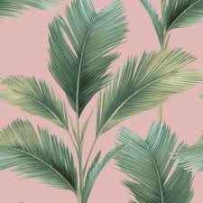 This tropical wallpaper has been seen in netlix series hollywood, the aviator, the golden girls tv show and friends as well as the mariah carey album cover and many celebrities and dignitaries homes. Kailani Palm Wallpaper Green Pink Black Yellow Martinique Palm Beverly