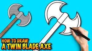 How To Draw A Twin Blade Axe - Easy Step-By-Step Drawing Tuturial - Youtube
