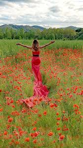 A beautiful new wallpaper can often bring new life to your phone, tablet or pc for example. Wallpaper Girls Nature Fields Poppies Flowers Gown 1080x1920