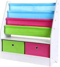It's so easy to make with an old frame, some spray paint, and a few pieces of ribbon. Amazon Com Homfa Kids Bookshelf With Toy Organizers And Storage Bookcase For Kids Room Book Rack Non Woven Fabric With 2 Storage Bin For Toddlers Home Kitchen