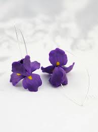 Purple Iris Flower Dangle Earrings Birthday Gift For Etsy In 2021 Iris Flowers Polymer Clay Jewelry Diy Flowers For Girlfriend