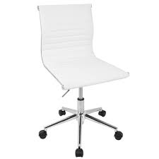 Modern office chair faux leather white cantilever chairs working executive home. Master Contemporary Armless Adjustable Task Chair In White Faux Leather By Lumisource Walmart Com Walmart Com