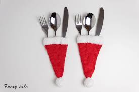 Excited To Share The Latest Addition To My Etsy Shop Cutlery Holder Santa Hat For C Knitted Christmas Stocking Patterns Christmas Cutlery Christmas Tableware