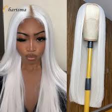 Charisma White Blonde Wig Synthetic Lace Front Wigs For Black Women Soft  Long Straight Middle Part 13X3 Lace Front Wig