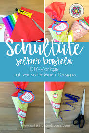 Schultute Bastelvorlage 4 Designs Bastelanleitung Schulstart Unterrichtsmaterial Im Fach Kunst In 2020 Schultute Basteln Vorlage Schultute Basteln Schultute Selber Machen