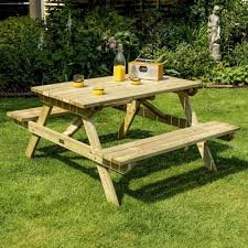 The table is designed to be put together with ease by anyone. Rowlinson 4ft Picnic Bench Garden Street