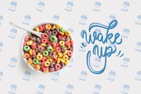Free Psd Bowl With Cereals For Breakfast Mock Up