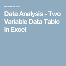 Data Analysis Two Variable Data Table In Excel Data Table Excel Data Analysis