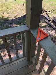 I use 1 1/4 plastic feet(purchase at any hardware store.) to elevate the post 1/4 f from the totally awesome. For The Deck Railing We Put A 6 2x4 Footer Attached To The 6x6 Posts Then Built Our Frame Using 2x4 Th Deck Designs Backyard Deck Railings Deck Railing Diy