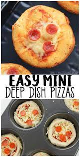 Mini Deep Dish Pizzas Using Canned Biscuit Dough Deep Dish Pizza Dinner Biscuit Deep Dish Pizza Recipe
