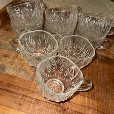 Set Of 9 Vintage Hazel Ware Williamsport Square Shaped Crystal TeaCups