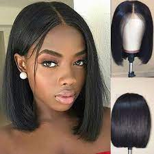 Prelace Wig Lady Bobobo Head Natural Black Medium Length Straight Hair Chemical Hair Set Wig Hairstyles Short Hair Wigs Short Wigs