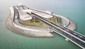 one of two artificial islands which forms the entrance to the 7km long undersea tunnel section of the hong kong zhuhai macau bri zhuhai artificial island macau