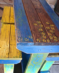 Mexican Outdoor Table Did This For A Friend Painted Picnic Tables Painted Table Backyard Decor