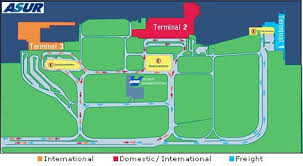 The main airport of the caribbean coast of mexico, the largest in central america for sending passengers abroad. Cancun Airport Map Travel Yucatan