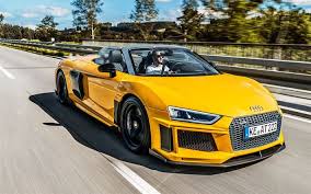 Download Wallpaper Audi R8 Spyder Abt 2017 Yellow R8 Sports Car Side View Sports Coupe German Cars Audi Cars And Motor Audi R8 Spyder Sport Cars Sports Car