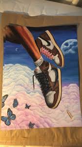 Stockx is the stock market of things where you can buy and sell deadstock sneakers and shoes including real yeezys, adidas ultra boost, retro air jordans, nike air max and new releases. Nike Travis Scott Jordan 1 Hand Drawn Painting Ready To Ship Grailed