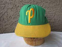 Vintage Fitted Baseball Cap 7 1 4 Letter P Trucker Hat Green W Yellow Bill Vintage Fits Fitted Baseball Caps Baseball Cap
