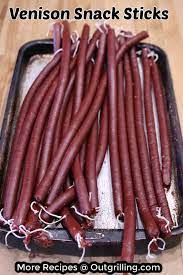 Venison Snack Sticks Hickory Smoked Out Grilling In 2021 Venison Snack Sticks Snack Sticks Beef Snack Stick Recipe
