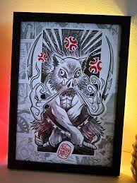 Illustration + Cadre signée « Inosuke Demon Slayer » format A4 – Tatoueur  Strasbourg – Fabien Tattoos