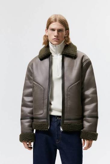 ZR Double Faced Faux Leather Jacket with Fur Collar (323)