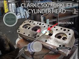 Clark C500 Forklift Cylinder Head Repair Welding Forklift Cylinder Head Cylinder