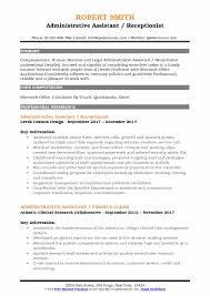 Use these examples and tips as a guide for including accomplishments, addressing mistakes and setting goals. Administrative Assistant Receptionist Resume Samples Qwikresume