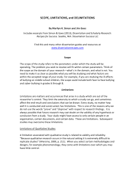 Examples of scope and delimitations in a study. Scope Limitations And Delimitations
