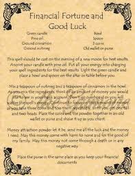 Book Of Shadows Spell Page Financial Fortune Good Luck Wicca Witchcraft Bos Good Luck Spells Spells Witchcraft Luck Spells