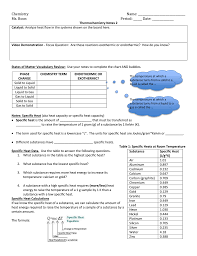 Chemistryname Ms Boon Period ______ Date Thermochemistry