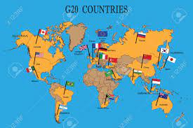 The g20 is an international forum, made up of 19 countries and the european union, representing the world's major developed and emerging economies. World Map Of The G20 Countries With Flags Member Of G20 Group Of Twenty Countries Flags With Names Royalty Free Cliparts Vectors And Stock Illustration Image 124096397