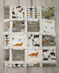 Woodland Animals Quilt Fox And Bear Crib Quilt For Baby Boy Etsy