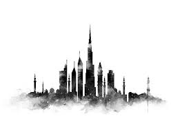 Black And White Skyline Dubai Print Dubai Skyline Art Print Black And White United Etsy In 2020 Skyline Art Dubai Art Skyline Painting