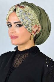 Haki Yesil Desenli Bandana Sal Hazir Sal Turban Modeli Bandanalar Sal Trendler
