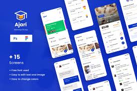 Ajari E Learning Ios App Design Ui Figma Psd Template In Ux Ui Kits On Yellow Images Creative Store