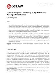 Pdf The Crime Against Humanity Of Apartheid In A Post Apartheid World